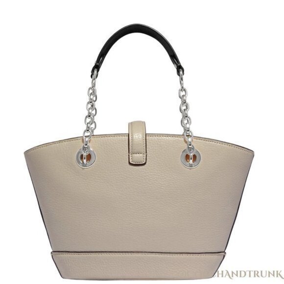 COACH Leather Lane Bucket Bag Bone with Black Trim and Silver Accents NWT - Picture 3 of 7